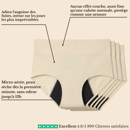 Culotte Menstruelle 3 Couches, Anti-Fuites, Flux Abondants, Port Quotidien