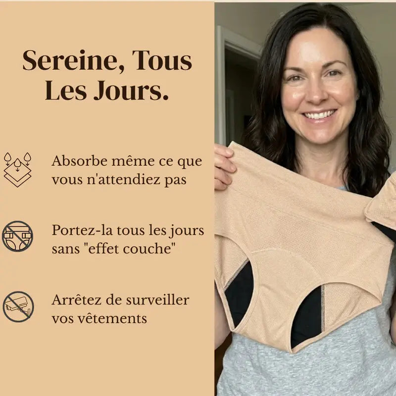 Culotte Menstruelle 3 Couches, Anti-Fuites, Flux Abondants, Port Quotidien